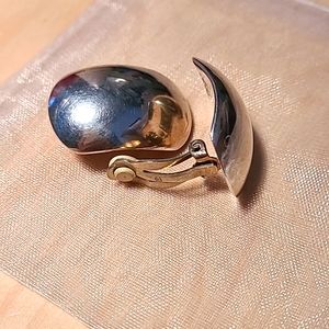 Vintage - 925 clip on silver pebble earrings
